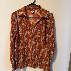 Apt. 9 Men's Rust and Cream Floral Shirt
